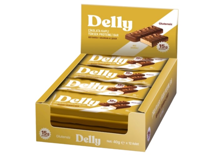 Çikolata Kaplı Muz Aromalı Yüksek Proteinli Bar (12 adet x 40gr) - Delly