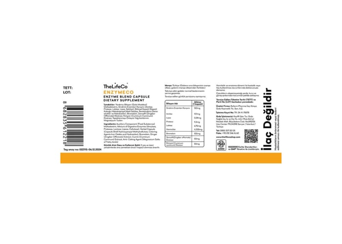 Enzymeco (Enzim Karışımı, 60 kapsül) - Thelifeco