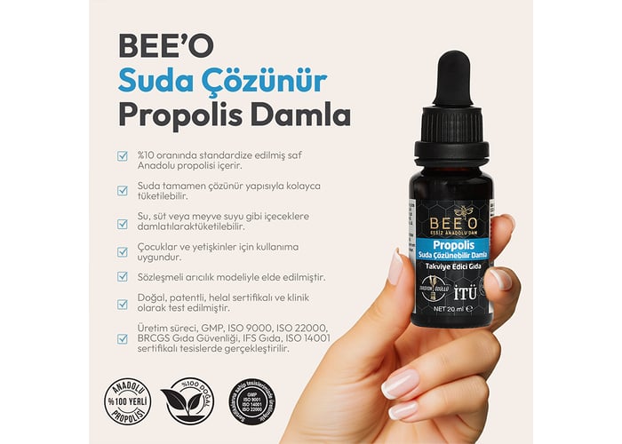 Damla Paketi, Suda Çözünür Damla (20ml, 2 adet), Propolis Damla (20ml, 1 adet) - Beeo