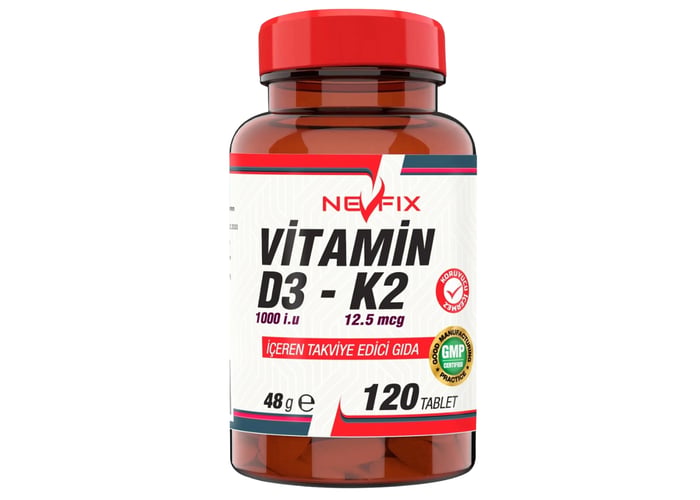 Vitamin D3 1000 IU Vitamin K2 (12.5mcg, 120 tablet) - Nevfix