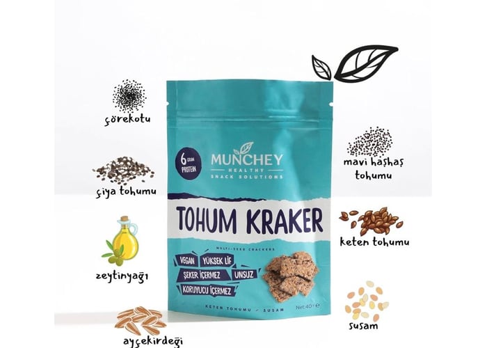 Bol Tohumlu Kraker (Katkısız, Ay Çekirdeği, Susam, Keten, Çiya, Çörek Otu, 40gr) - Munchey Food
