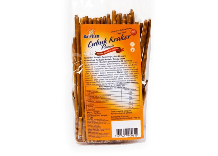 Proteini Azaltılmış Glutensiz Çubuk Kraker (70gr) - Balviten