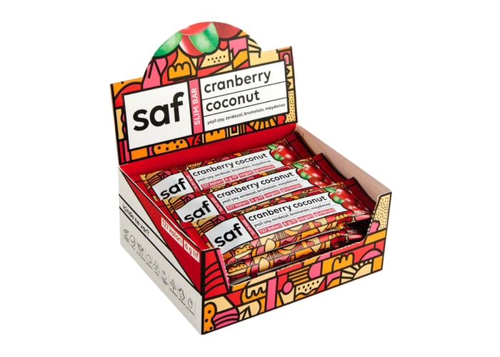 Cranberry Coconut Slim Bar (12 adet, 40gr) - Saf Nutrition