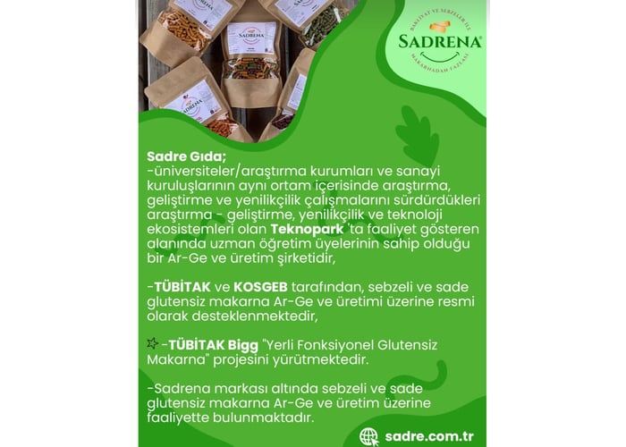 Glutensiz Vegan Yüksek Protein ve Lif İçeren Makarna (200gr x 6 adet) - Sadrena