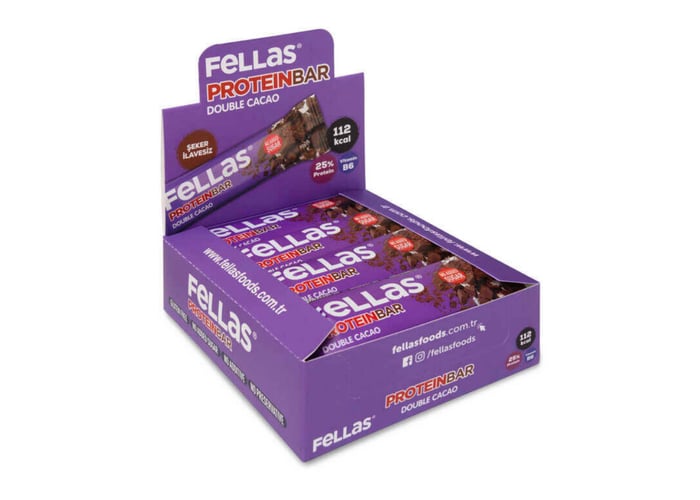 Duble Kakaolu Protein Bar (12 adet x 32gr) - Fellas