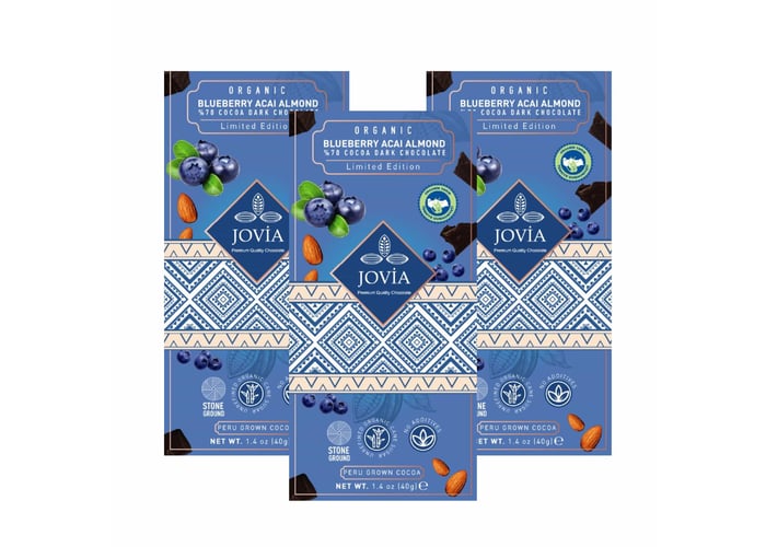 Organik %70 Bitter Çikolata, Yaban Mersini, Açai ve Bademli (3 adet x 40gr) - Jovia