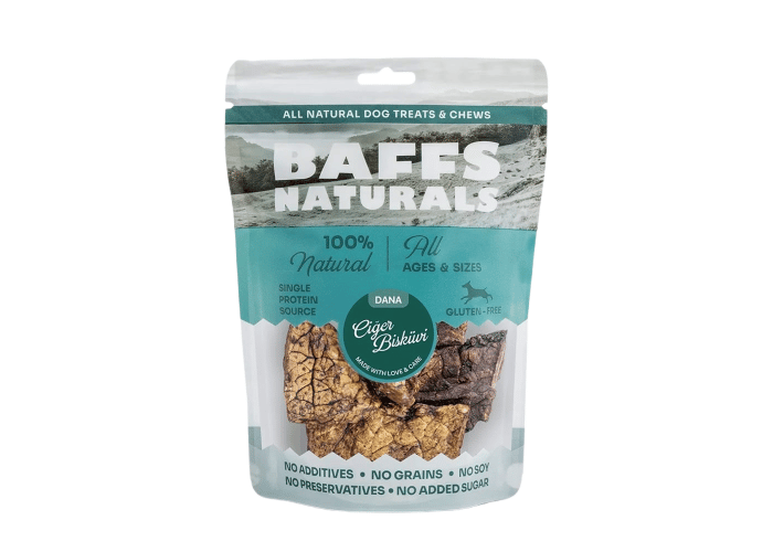 Baffs Naturals Dana Ciğer Bisküvi Doğal Çiğnemelik Köpek Ödül Maması (100gr)