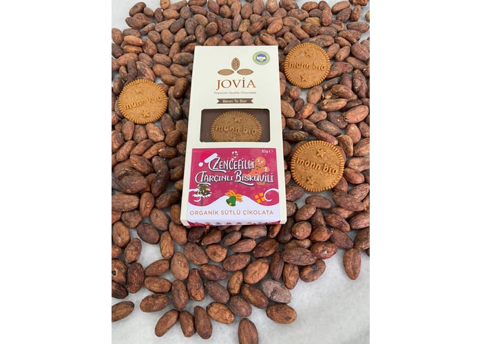 Organik Zencefilli ve Tarçınlı Bisküvi Çikolata (85gr) - Jovia