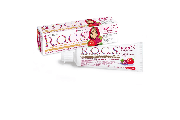 Rocs Kids 4-7 Yaş Ahudu-Çilekli Diş Macunu (1 adet, Florürsüz)